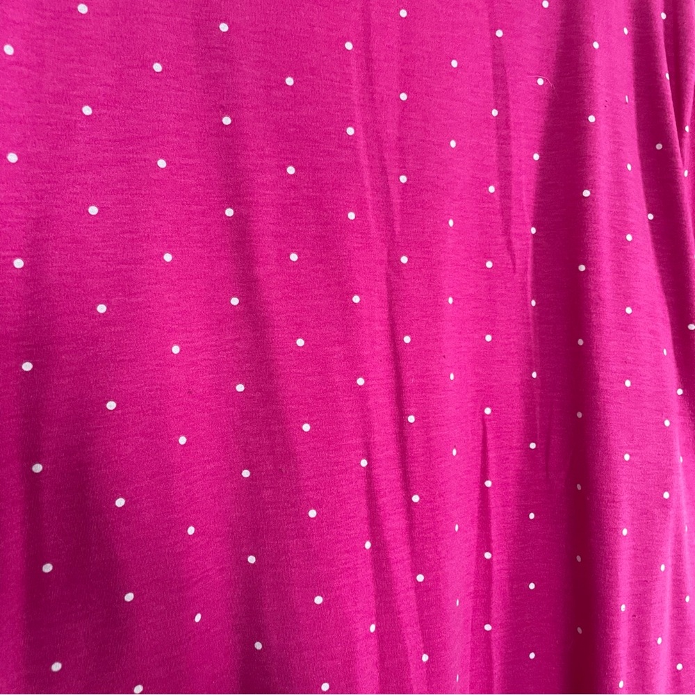 LuLaRoe Iris V-Neck Bright Pink Polka Dot Top - Picture 7 of 9